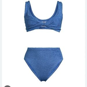 Hunza G Blue Jamie twist-front metallic seersucker bikini
Blue